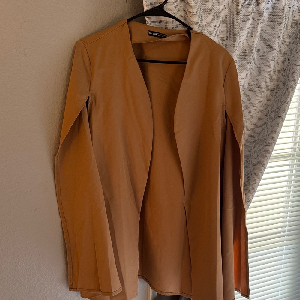 SHEIN Tan Open-Front Blazer